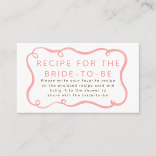 Recipe for the bride-to-be pink ribbon request enclosure card