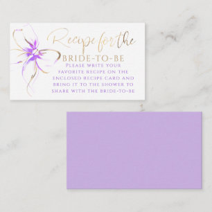 Recipe for the bride-to-be Purple Bow Request Enclosure Card