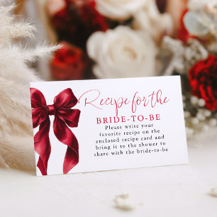 Recipe for the bride-to-be Red Bow Request Enclosure Card