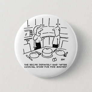 Recipe Instructions Followed Cooking in a Kitchen 6 Cm Round Badge