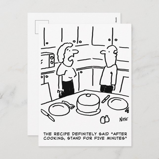 Recipe Instructions Followed Cooking in a Kitchen Holiday Postcard (Front/Back)