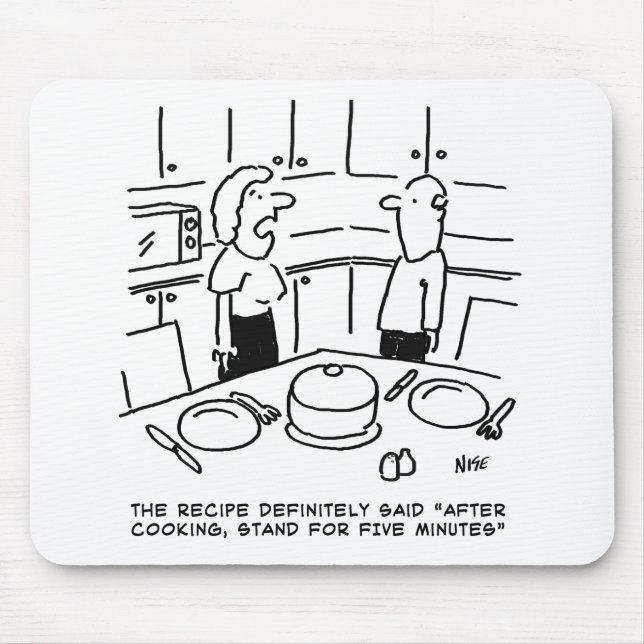Recipe Instructions Followed Cooking in a Kitchen Mouse Mat (Front)