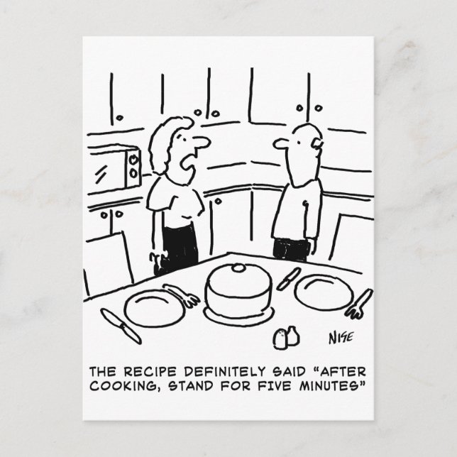 Recipe Instructions Followed Cooking in a Kitchen Postcard (Front)