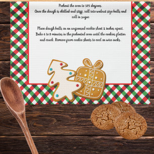 Recipe keepsake Christmas cookies red green plaid Tea Towel