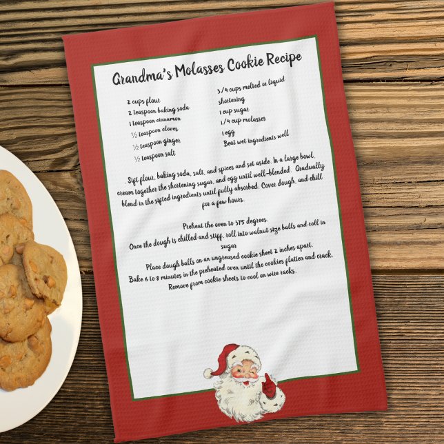 Recipe keepsake Christmas Vintage Santa Claus Tea Towel (Creator Uploaded)