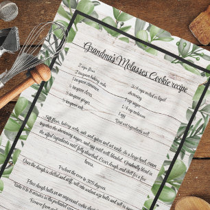 Recipe keepsake Eucalyptus white wood  Tea Towel
