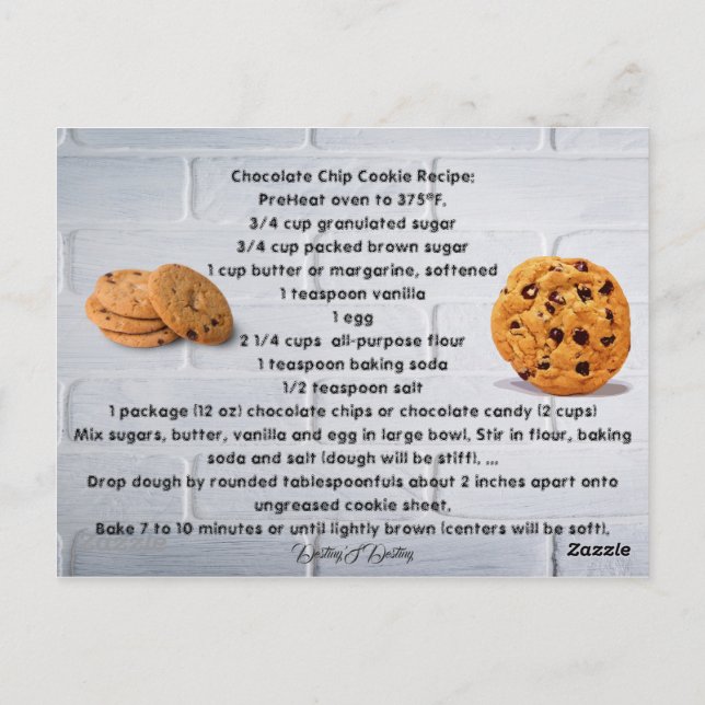 Recipe Kitchen Chef Food Dinner Destiny's Destiny Postcard (Back)