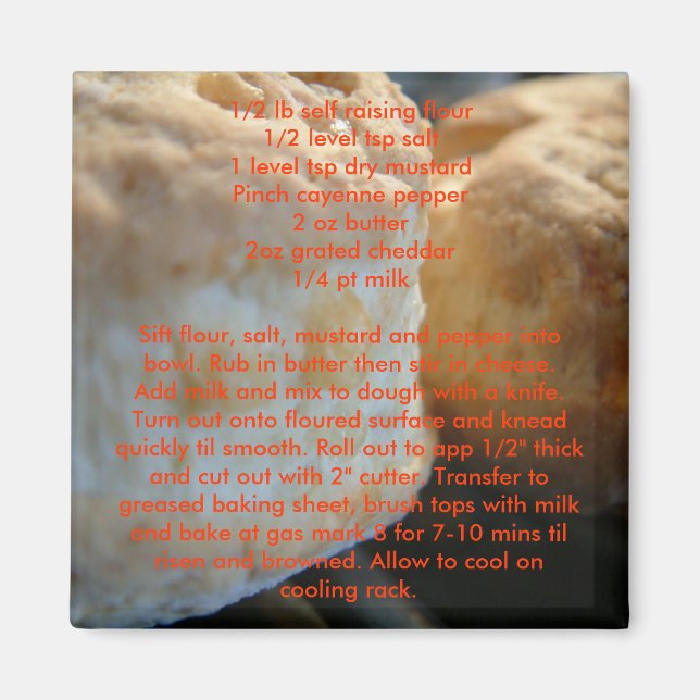 Recipe magnets - Cheese scones (Front)