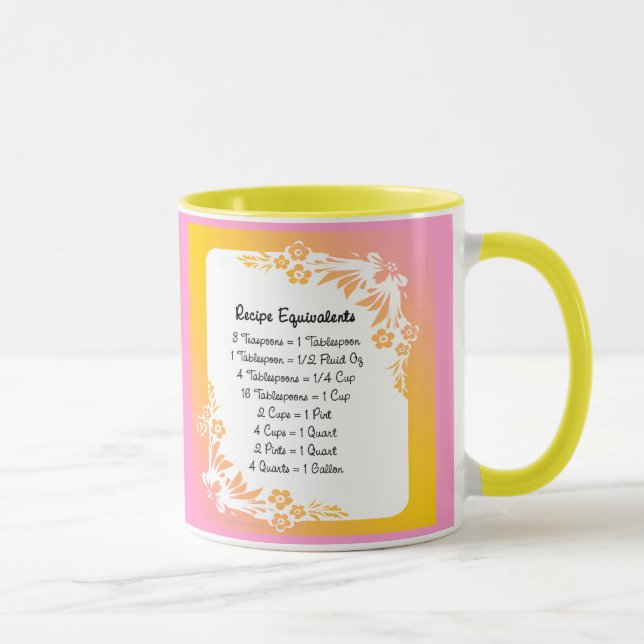 Recipe Measurement Equivalents Pastel Floral Mug (Right)
