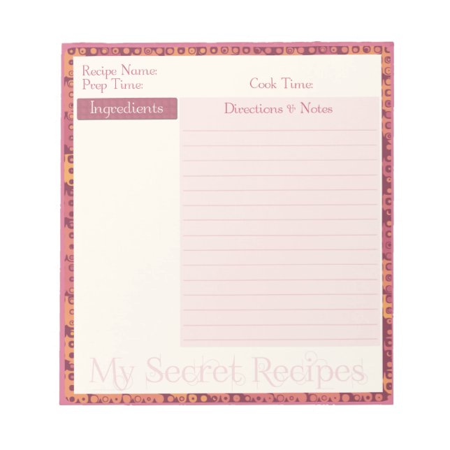 Recipe Notepad in Autumn Retro (Front)
