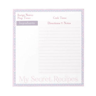 Recipe Notepad in Baby Pink Geo Pattern