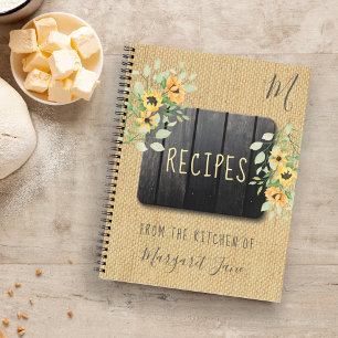 Recipe organiser cookbook vintage kitchen rustic notebook