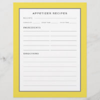Recipe Page | Appetizer | Simple Yellow Grey