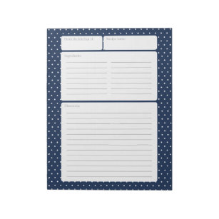 Recipe Page Blue and Polka Dots Notepad