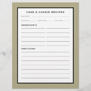 Recipe Page   Cake & Cookie   Sage Black & White
