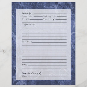 Recipe Page - Dark Blue Pattern