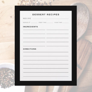 Recipe Page   Dessert   Simple Black White