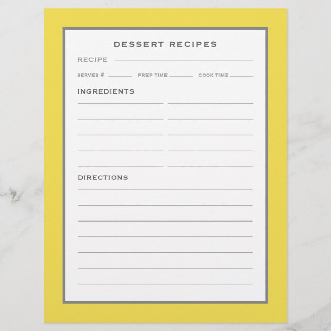 Recipe Page | Dessert | Simple Yellow Grey (Front)