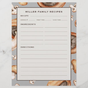 Recipe Page   Family Name   Mushroom Pattern