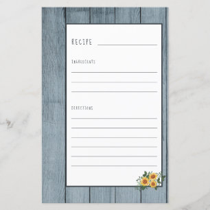 Recipe page for cookbook mini binder organiser