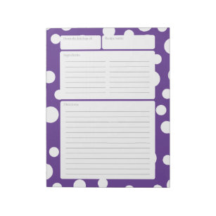 Recipe Page Purple Polka Dots Notepad