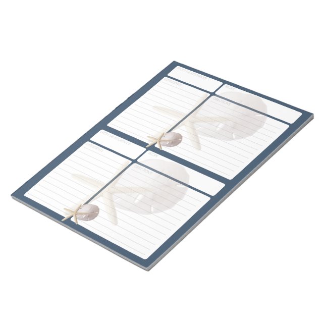 Recipe Page Sand Dollar and Starfish Two 5x7 Notepad (Angled)