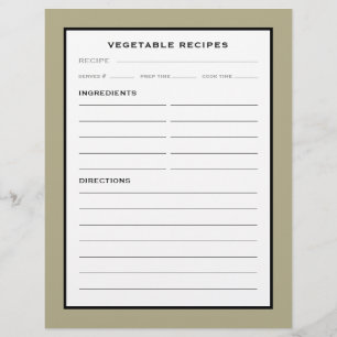 Recipe Page   Vegetable   Simple Black & White