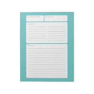 Recipe Page with Colour Option Notepad