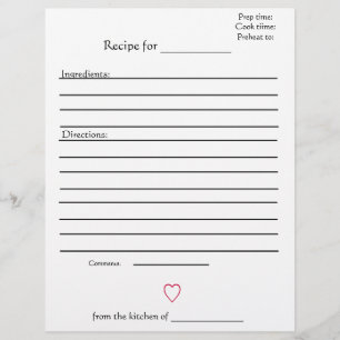 Recipe Pages for Combined Mothers Cookbooks