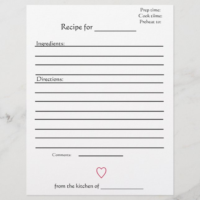 Recipe Pages for Combined Mothers Cookbooks (Front)