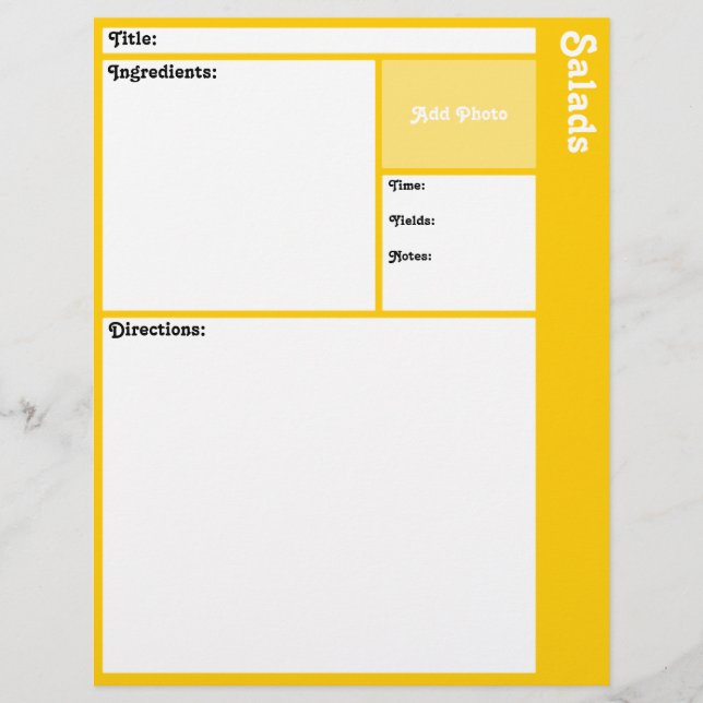 Recipe Pages (Yellow) (Front)
