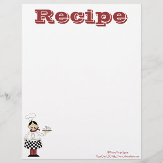 Recipe Paper- Kitchen Chef- Recipes