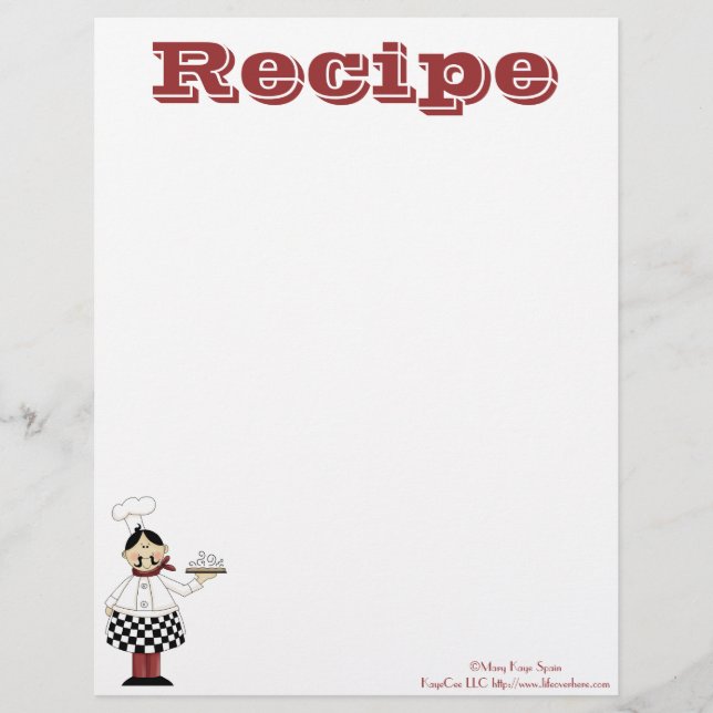 Recipe Paper- Kitchen Chef- Recipes (Front)