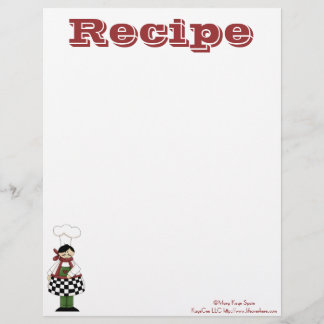 Recipe Paper- Kitchen Chef- Recipes