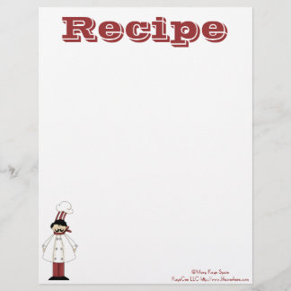 Recipe Paper- Kitchen Chef- Recipes
