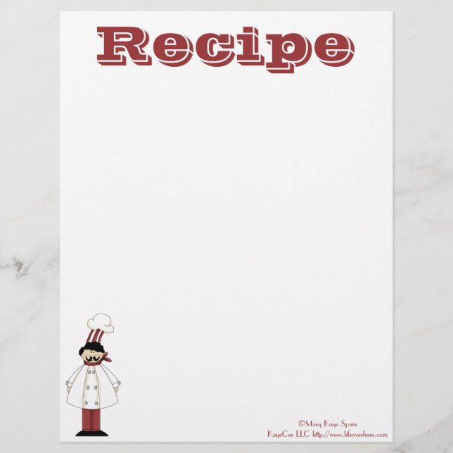 Recipe Paper- Kitchen Chef- Recipes (Front)
