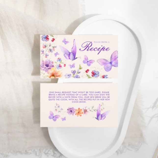 Recipe Purple Butterflies Bridal Shower Enclosure Card (Creator Uploaded)