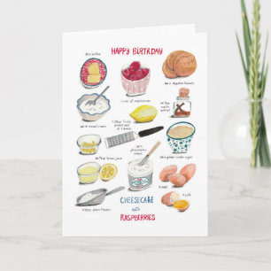 Recipe red and yellow birthday cheesecake card