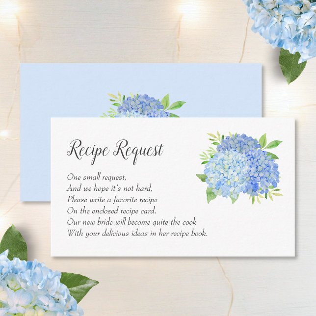 Recipe Request Blue Hydrangea Enclosure Card (Creator Uploaded)