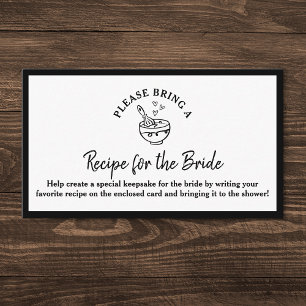 Recipe Request Card Black & White Bridal Shower