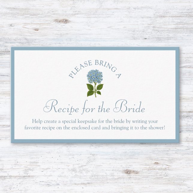 Recipe Request Card for Bridal Shower Dusty Blue (Creator Uploaded)