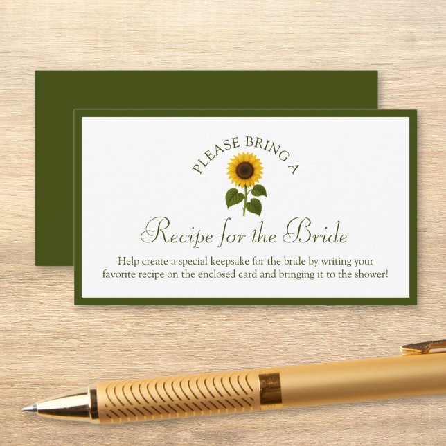 Recipe Request Card for Bridal Shower Sunflower (Creator Uploaded)