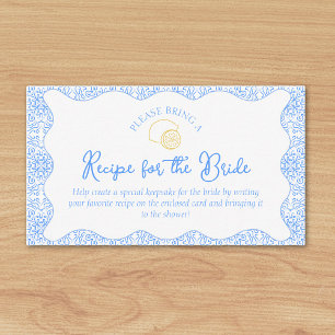 Recipe Request Card for Lemon & Blue Bridal Shower