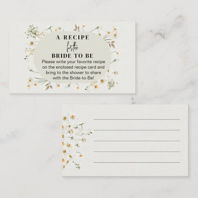 Recipe request for Bridal Shower Dasy Wildflower Business Card (Front/Back)