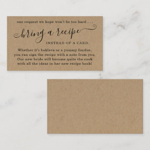 Recipe Request for Bridal Shower Invitation