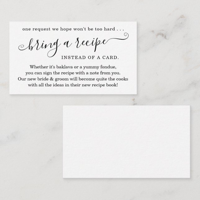 Recipe Request for Couple's Shower Invitation (Front/Back)
