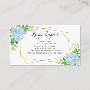 Recipe Request Hydrangea Geometric Bridal Shower Enclosure Card