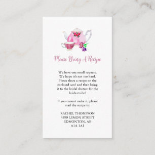 Recipe Request Love is Brewing Bridal Shower Tea Enclosure Card