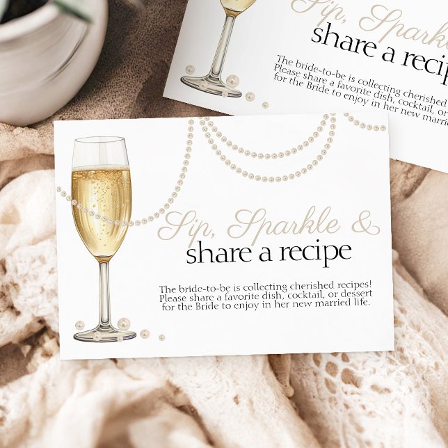 Recipe Request Pearls Prosecco Bridal Shower  Enclosure Card (Creator Uploaded)
