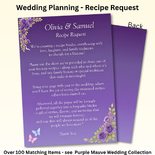 Recipe Request - Purple Mauve Flowers & White Enclosure Card